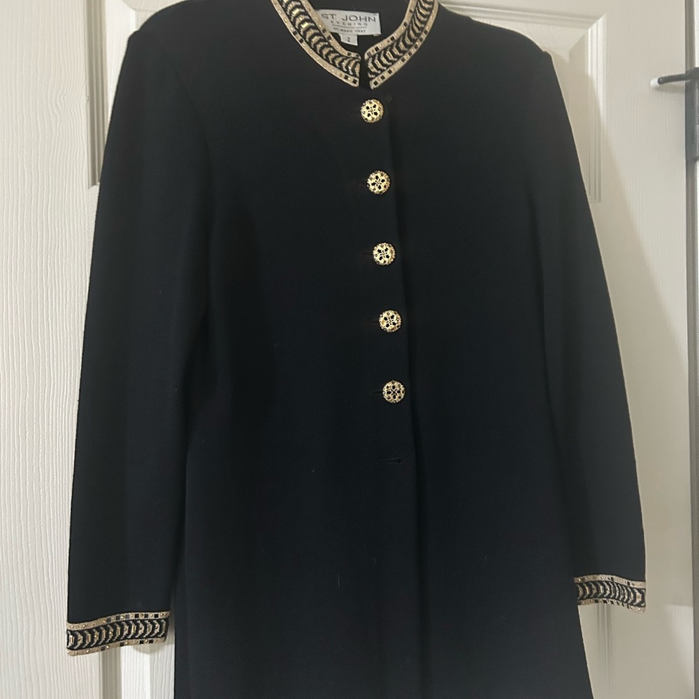 St. John Black Blazer with Gold Accents